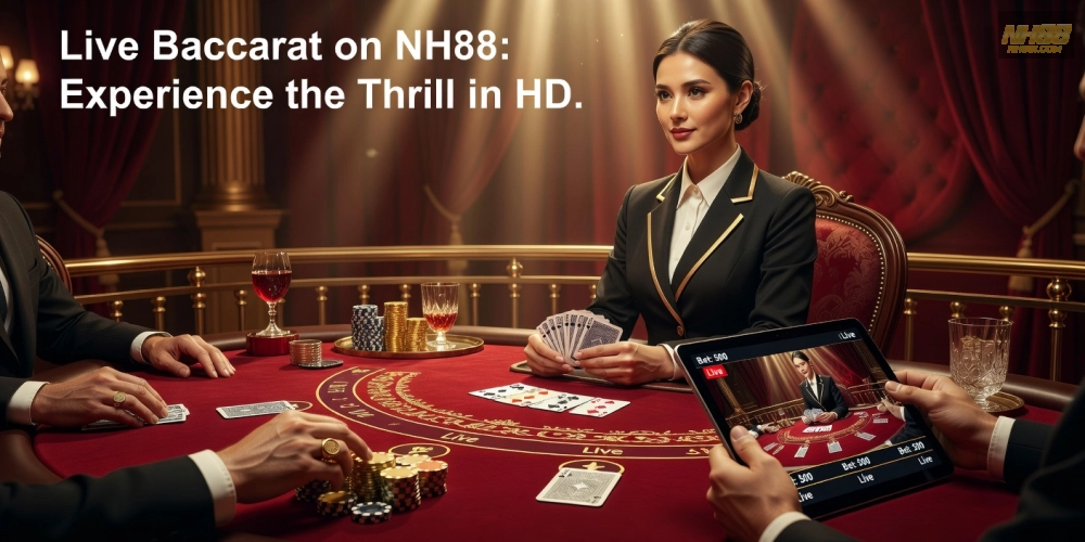 Minh họa bàn chơi baccarat live casino nh88 với dealer chuyên nghiệp và giao diện hiện đại