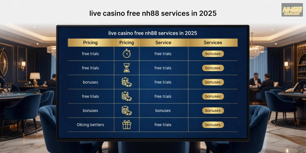 Bảng giá chi tiết các gói live casino free nh88 với ưu đãi hấp dẫn năm 2025