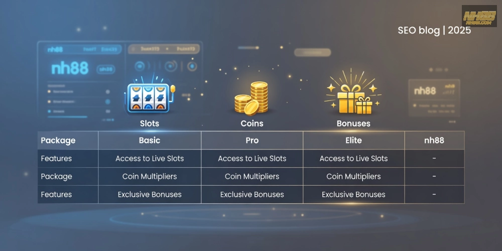 Hình ảnh minh họa bảng giá các gói chơi live casino slot games nh88 cập nhật 2025
