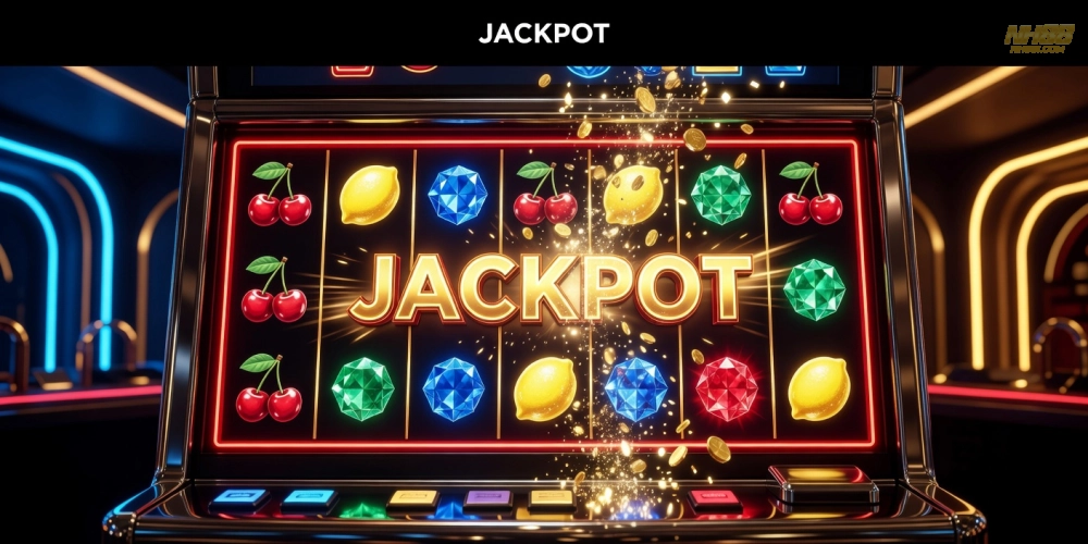Hình minh họa khái niệm quay nổ hũ nh88 với giao diện trò chơi hấp dẫn và biểu tượng jackpot sáng ngời
